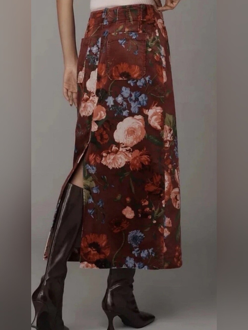 *NWT* Anthropologie Maeve Colette Corduroy Floral Skirt - Picture 2 of 8